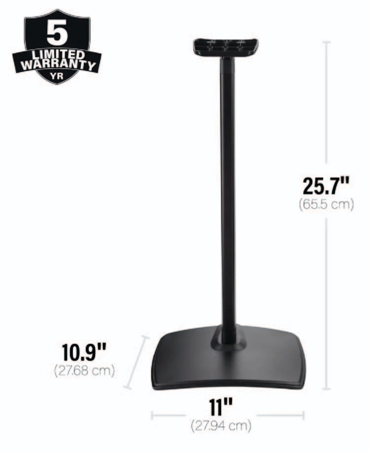 Sanus WSSE3A1B2 Height Adjustable Speaker Stand for Sonos Era 300 Black